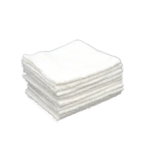 Cotton Terry Car Wash Towels - Hand-Use, Steel-Frame Compatible, Soft White, Multi-Purpose Cleaning 10-Pack