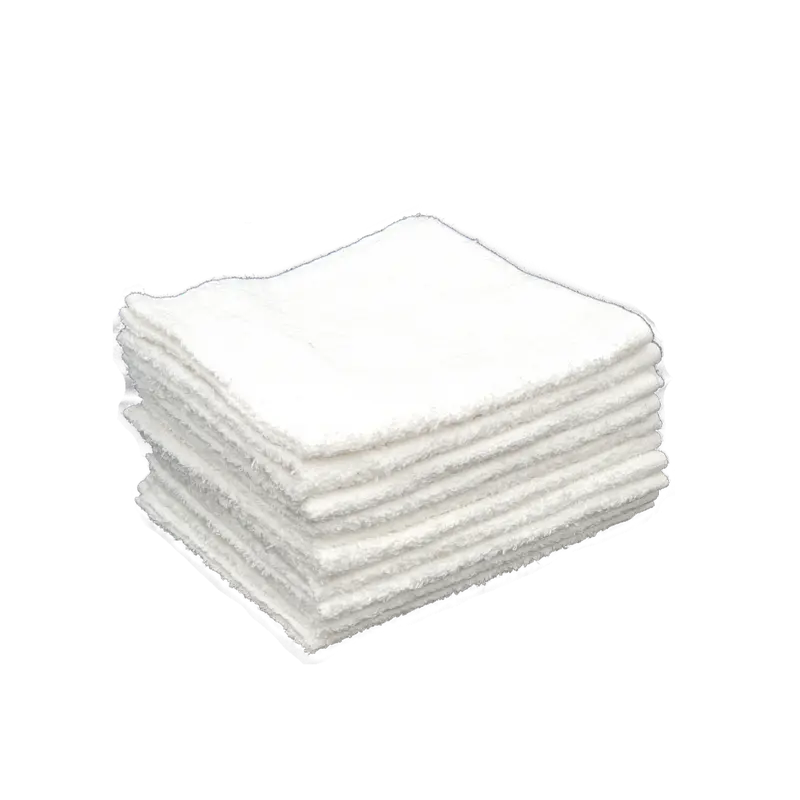 Cotton Terry Car Wash Towels - Hand-Use, Steel-Frame Compatible, Soft White, Multi-Purpose Cleaning 10-Pack