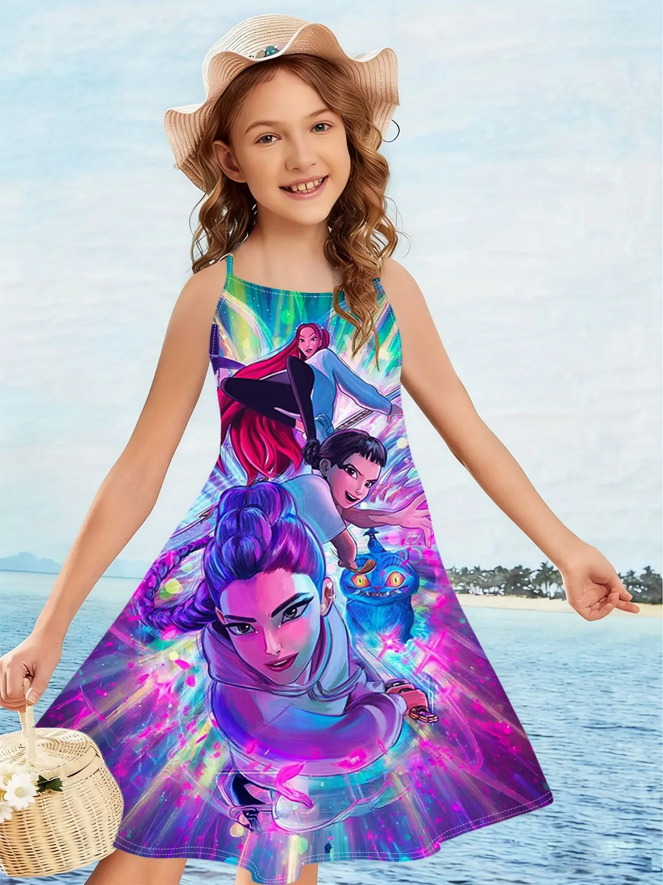 Girls' Sleeveless Tank Dress Summer Dress Idol Girl Group K-Pop 3D Printed  Sweet Cute Style Suitable for Casual Vacation Daily Outing - TikTok Shop