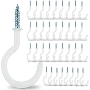 2.9" Large Ceiling Hooks, 36 Pcs Heavy Duty Screw-in Wall Hooks, Vinyl Coated Sturdy Screw Cup Hook for Hanging Plants, Mugs, Wind Chimes, Utensils (Easy to Install)