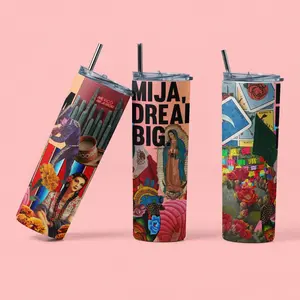 Mija Dream Big Tumbler, Mexican Culture Vibes, 20oz Metal Cup, Gift for Her, Unique Gift, Skinny Tumbler, Gift Ideas, Pan dulce, Coffee