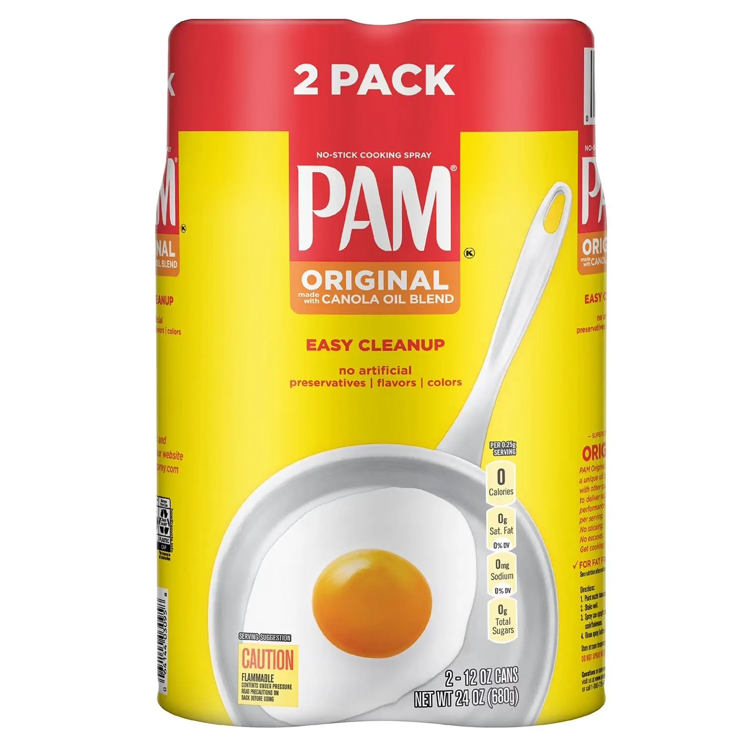 PAM Original Dye-Free Cooking Spray - 2-Pk (12 fl oz Each) - Food Staple, Home Cooking Essential, Versatile Healthier Choice
