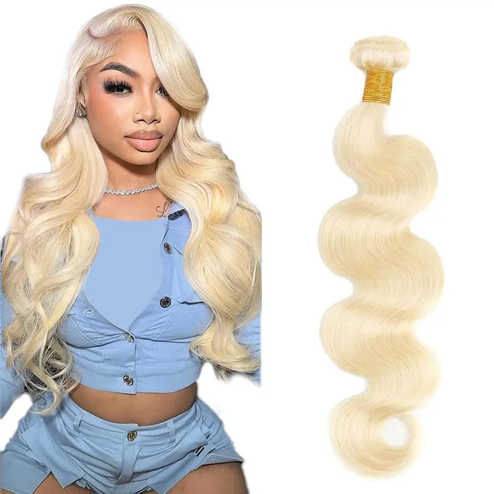 Tuneful 613 Blonde Bundles Human Hair 1 Bundle Body Wave Human Hair Extensions, Easy to Dye No Synthetic Blend Human Hair 1 Bundle Body Wave Human Hair Extensions for Women