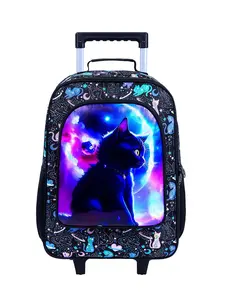 1PC Glitter Mermaid Rolling Luggage for Girls, Sparkle Pink Wheeled Suitcase, Lightweight Kids Trolley Bag with Durable Wheels for School Trips