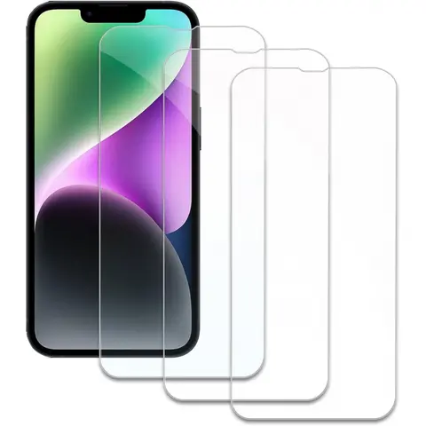 (3-Pack) Tempered Glass Screen Protector for iPhone 14 Edge-Safe 9H Hardness  6ft Drop-Ready, Ultra HD, Case-Friendly, Scratch Resistant, Shockproof, Bubble-Free, Oil-Resistant, Durable Camera Lens Guards for iphone 14
