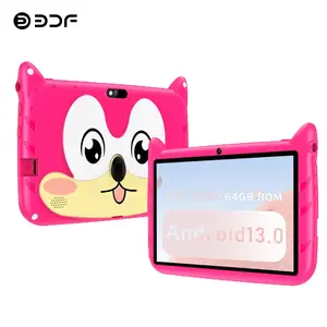 7-inch children's tablet with 4GB RAM and 64GB ROM, Android tablet with WIFI function, screen protector, parental control software, educational application, dual cameras, 2+5MP, Q-version, cute shell, Ramadan gifts