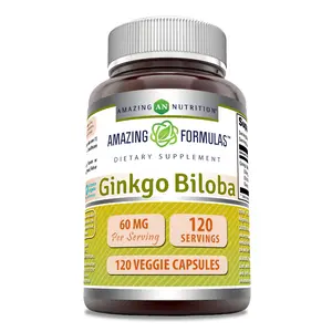 Amazing Formulas Ginkgo Biloba 60 Mg Supplement | 120 Veggie Capsules | Non-GMO | Gluten-Free | Made in USA