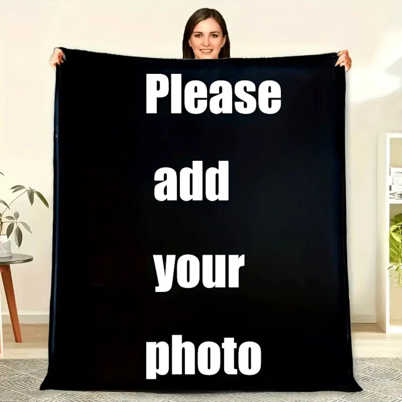 1 Personalized Family Blanket with Custom Photo - Ideal gift for holidays, birthdays, football stars, celebrity merchandise, anime merchandise, and anniversaries - Warm and cozy, suitable for year-round use at home, on travel, and in the office.