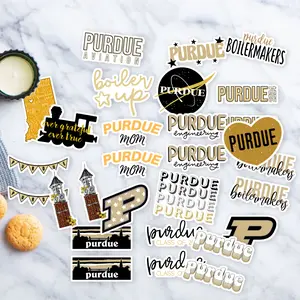 Stickers Pack 20 Pcs Purdue Aesthetic University Bike Skateboard Guitar Colorful Bottle Waterproof Water Luggage Car Vinyl Laptop Bumper