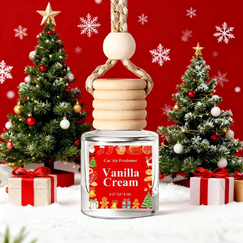 Christmas Car Air Freshener Hanging, Vanilla Cream Essential Oil Diffuser, Long Lasting Car Air Freshener, Cute Car Accessories for Women, Car Fragrance, Car Perfume, Car Interior Accessories