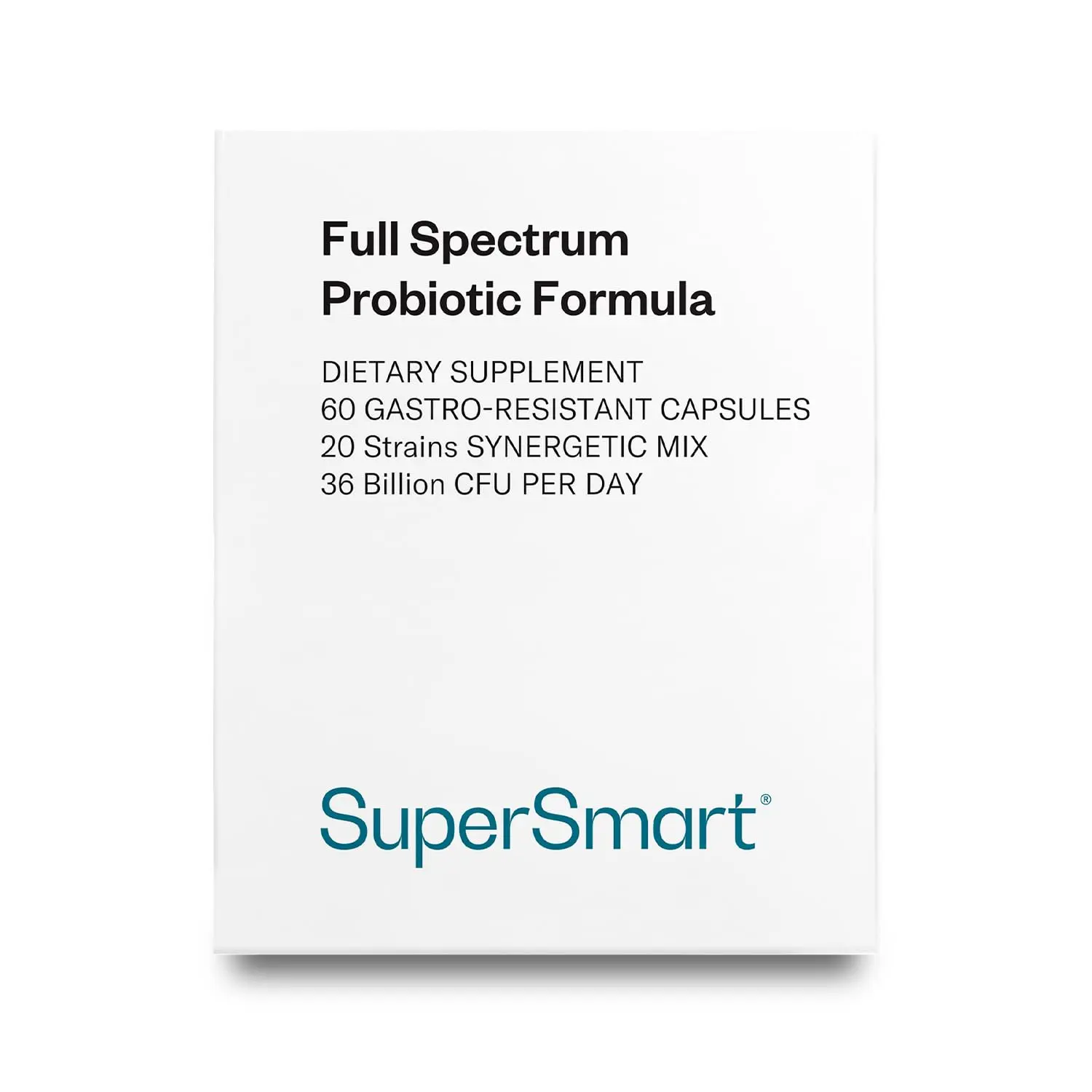Supersmart - Full Spectrum Probiotics Formula 36 Billion CFU per Day (20 Synergistic Strains) - Digestive Health - Gut Flora Health - Immune Support | Non-GMO & Gluten Free - 60 Vegetarian Capsules