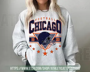 [Sale Up To 50%] Chicago Football Vintage Sweatshirt, Retro Chicago Bear Football Sweatshirt ,  Chicago Bear Fan Gift ,  Sunday Football, Gift For Fan, Trendy USA Cotton Fabric