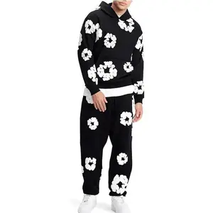 hooded athletic tracksuit unisex 2 piece running clothing long sleeve hoodie sweatshirt + track pants set embraced kapok loose jeans denim tears hoodie lady clothes 2 piece sets women