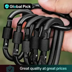 D-shaped Spring Hook, 6 Counts/set Durable Outdoor Keychain Buckle, Multifunctional Portable Carabiner for Outdoor Camping Hiking Climbing