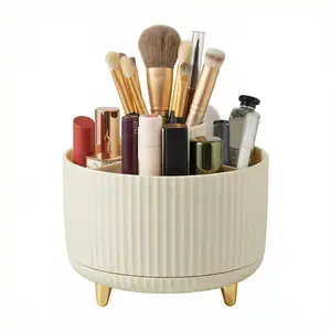 360° Rotating Desktop Women’s Brush Holder Organizer, Makeup Organizer for Countertops, Makeup Organization and Skincare Storage for Vanity, Desktop, Bathroom, Bedroom, Organizer, Rotating