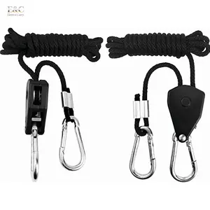 EC 2 PCS 1/8 Inch 150 Lbs Heavy Duty Adjustable Grow Light Rope Hanger, Durable Hanging Strap Hook For Grow Plants Fan Filter Indoor Grow Room Equipment Installation