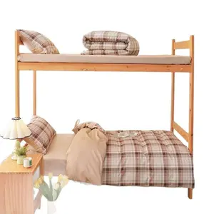 3-Piece Pure Cotton Bunk Bed Bedding Set - Soft, Breathable, Simple Stylish, Cute Animal & Floral Reactive Print, for Student Dormitory Use, Three-Pieces