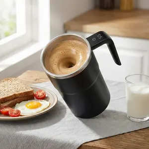 WitLoop Temperature Display Self Stirring Coffee Mug, Rechargeable Stirring Mug, Automatic Self Stirring Cup with Lid, For Coffee, Milk and Other Beverages