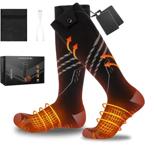 Heated Socks for Men Women, 5000mAh*2 Battery Upgraded Rechargeable Electric Heated Socks with 4 Heating Levels for Hunting, Camping, Hiking, Fishing, Outd