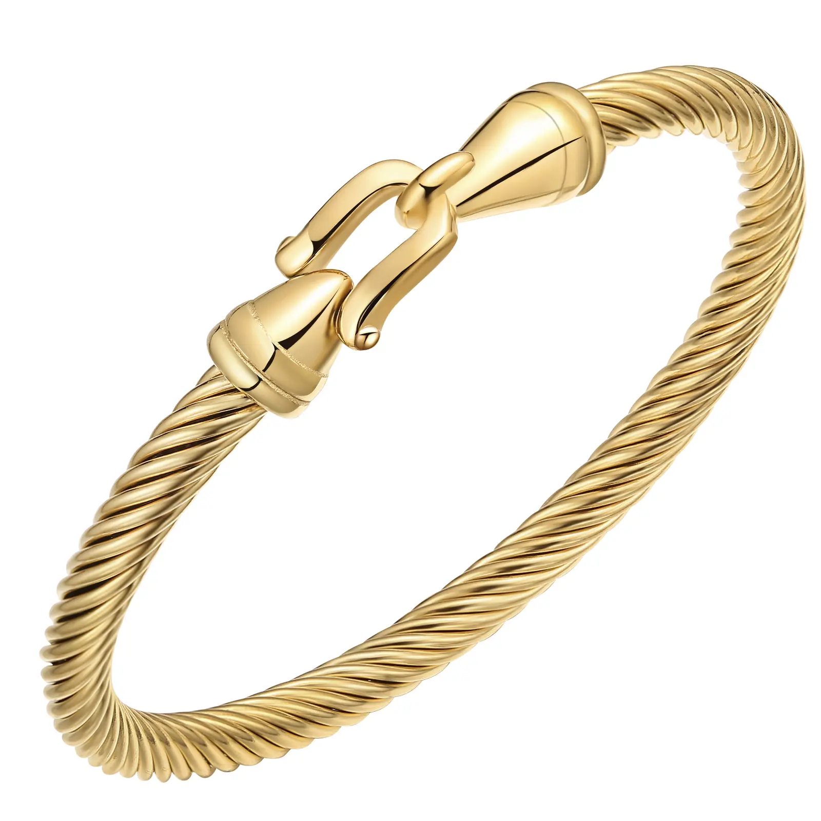 Women's Vintage Non-Tarnish Stainless Steel Twisted Cable Bracelet - Adjustable Clasp Cuff, Chunky Exquisite Bracelet, Tarnish-Proof Jewelry Gift for Special Occasions