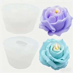 Romantic 3D Rose Silicone Candle Molds, Reusable High-Quality Flower Shape, Perfect for Aromatherapy Wax, Handmade Soap, Resin Making