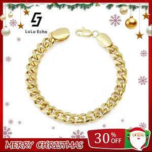 LuLuEcho 14K Gold-Plated Cuban Chain Bracelet Choker for Men and Women, 3/3.5/4.3/6/8/mm Stainless Steel Jewelry,  18-20 cm Length, Valentine Gift
