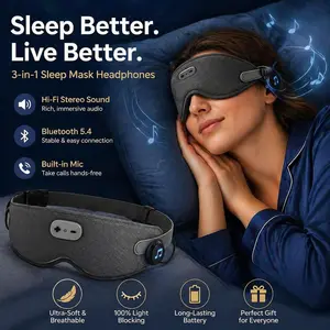 3D Sleep Mask with Bluetooth Headphones, Sleeping Earbuds with HD Mic, Sleep Eye Mask for Side, Zero Eye Pressure, Blackout Eye Mask for Sleep Travel, Elastic Band Eye Masks, for Men Women Gifts
