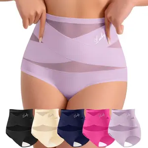 OLISHI 4/5/7/10 Pack Lucky Brand High-Waisted Elastic Underwear  Breathable Mesh Design for Comfort and Style Women's Basic Minimalist Panties Lucky Underwear High Waist Seamless Everyday Wear
