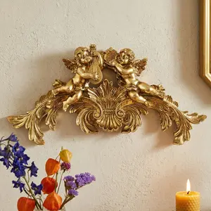 European Style Resin Angel Playing Piano Wall Decor, Living Room Decor, Home Office Bedroom Restaurant Hotel Wall Art, Home Decor Supplies, 1pc