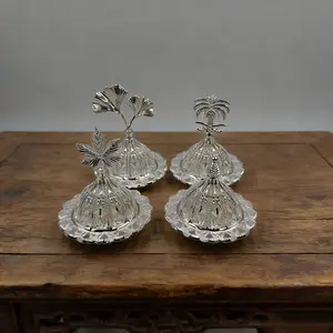 4pcs Creative Silver Color Luxurious Hollow Metal Incense Burner, Small Aromatherapy Holder, Home Fragrance Decor, Festival Decoration