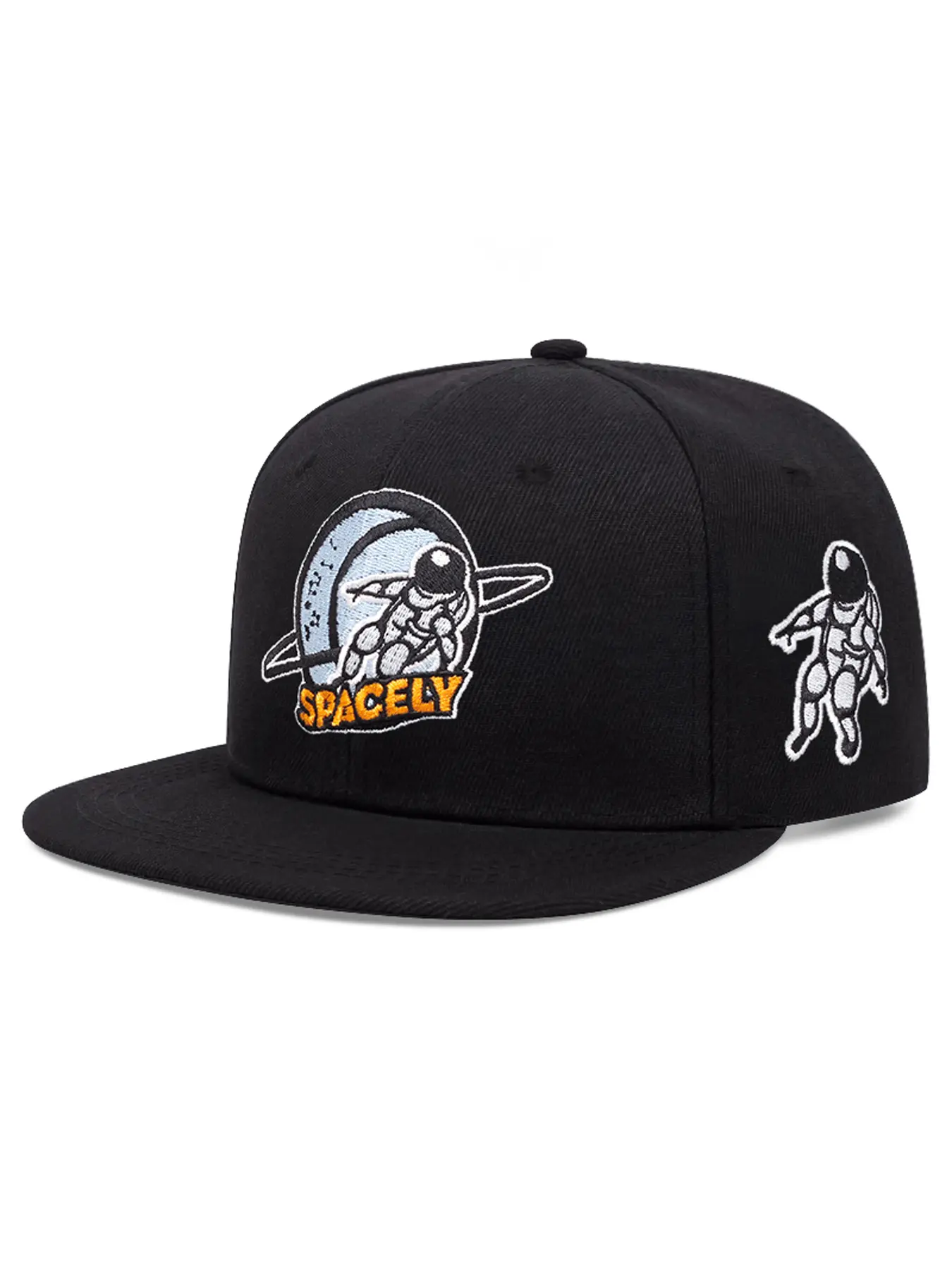 2025 Fashion Creative New Flat Edge Hat Astronaut Embroidery Street Trend Hip Hop Hat Street Dance Decorative Hat Outdoor Cycling Mountain Climbing Sports Sunshade Hat Daily Leisure Life Commuting Skateboard Hat Adjustable Unisex Baseball Hat