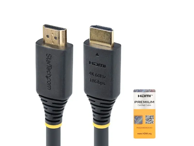 Startech HDMI2CAB4K6025F 25 ft. Premium Certified High Speed HDMI Cable - 4K 60Hz-1440p 144Hz, HDR10-HDCP 2.2-ARC, 18Gbps, UHD HDMI 2.0 Cord for TV, Monitor & Display - Black