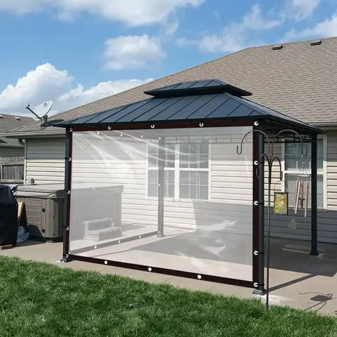 10×13FT Waterproof PE Rain Cloth - Rainproof, Lightweight, Foldable, Portable Open Transparent Outdoor Cover with Reinforced Construction, Metal Grommets, Quick Setup for Balcony Enclosure, Greenhouse (Home Supplies, Storage Compatible)