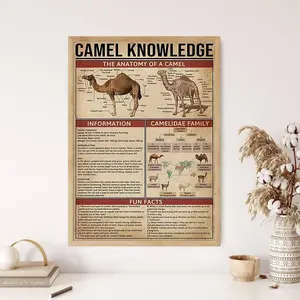 Camel Knowledge Vintage Poster, Camel Lover Gift, All About Camel, Knowledge Poster, Knowledge Art, Home Wall Decor, Education Wall Decor