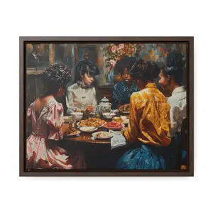 Elegant Tea Time Gathering - Vintage African American Wall Art, Poster with Walnut Or Black Unframed, Room Decor