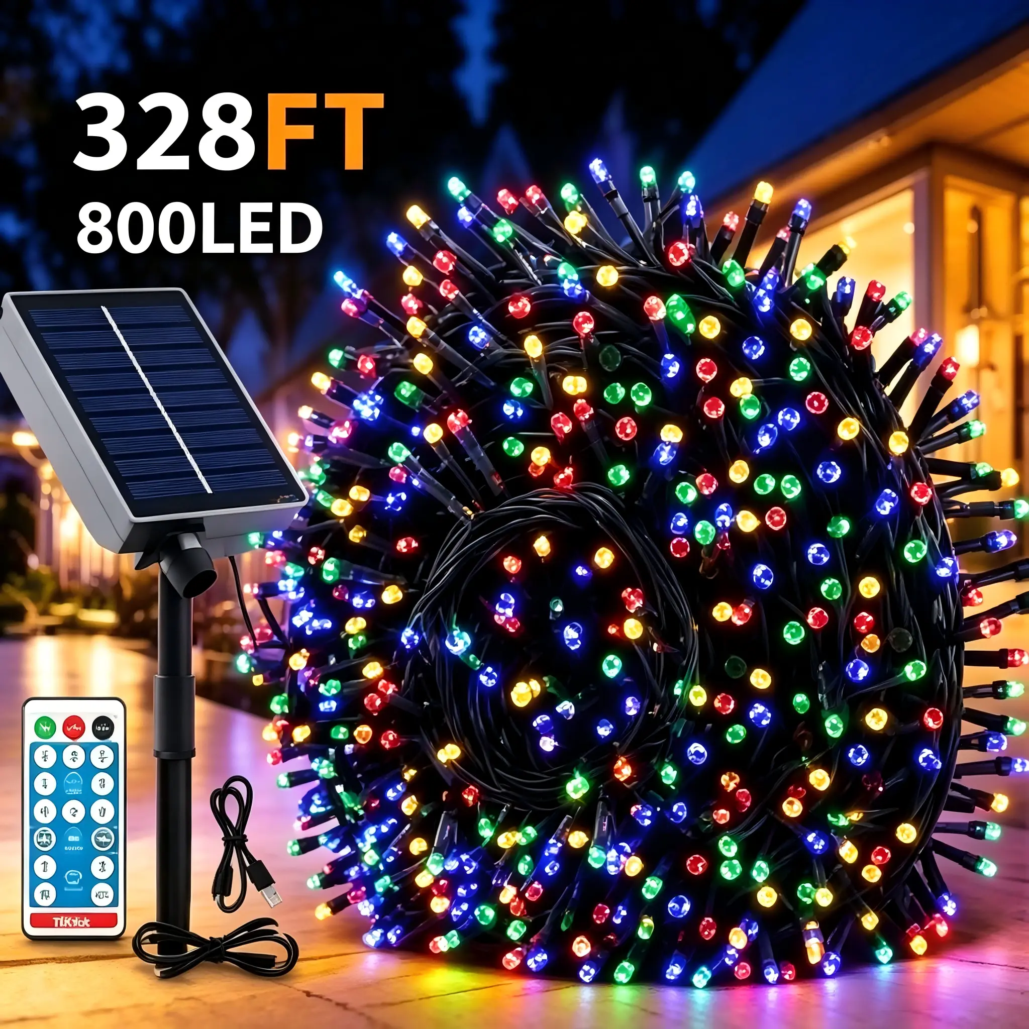 800-LED Solar Powered String Lights - Outdoor Home Improvement Lighting with Minimize Power Consumption, Simple Setup, Warm Glow for Outdoor Garden Decoration