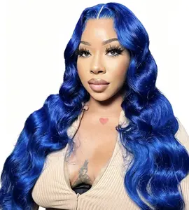 Yeswigs Blue Wig 13X6 HD Lace Frontal Wigs Body Wave 100% Human Hair Wigs For Black Women Sky Cyan Blue Colored 13x4 HD Transparent Full Lace Front Wigs 180% Density 36 30Inch Pre Plucked Brazilian Wig With Baby Hair