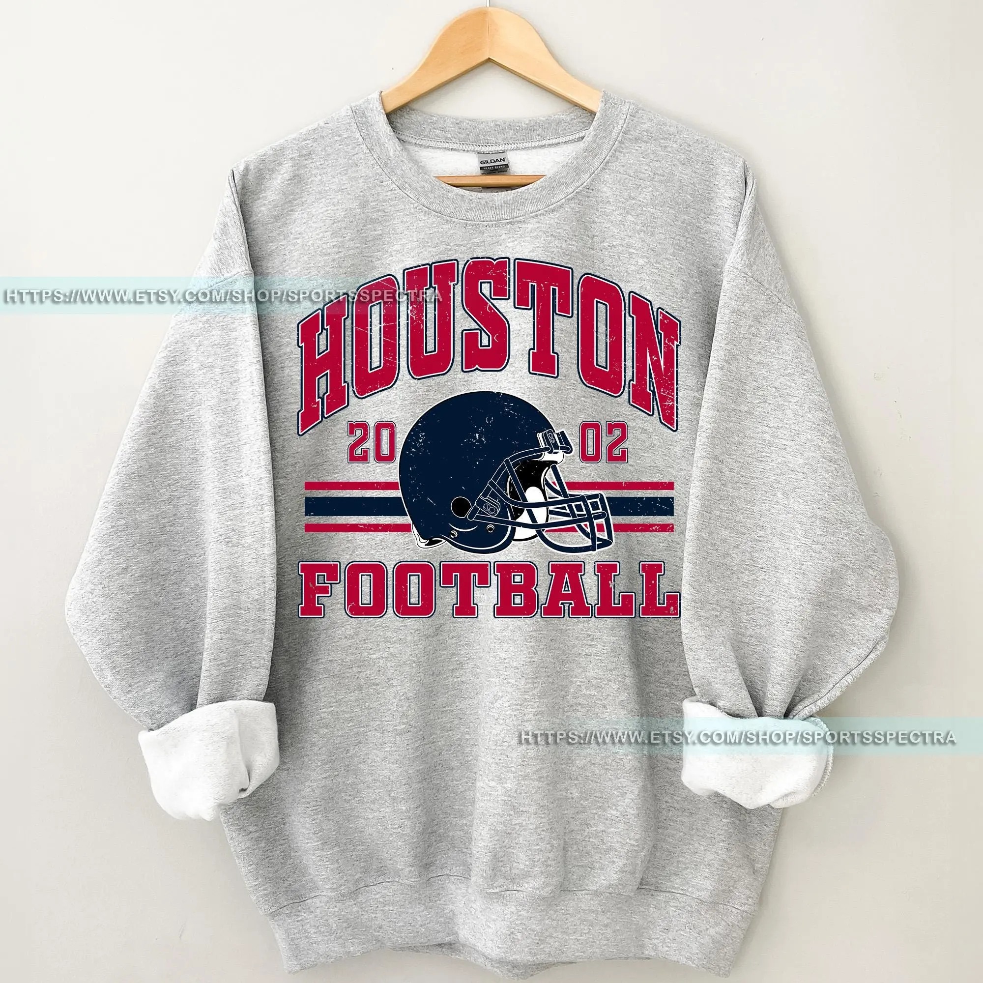 [Sale Up To 50%] Houston Football Crewneck Texan Sweatshirt, Vintage Houston Football Crewneck Sweatshirt, Houston Sweater, Houston Texan Fan Gift, Gift For Fan, Trendy USA Cotton Fabric