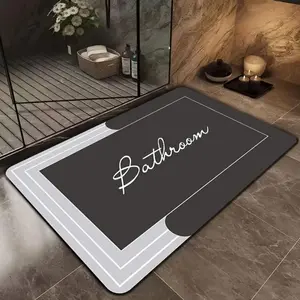 Super Absorbent Bath Mat, Modern Geometric Anti-slip Floor Mat - Quick-drying, Soft Diatomite and Polyester Fibers, Washable By Hand, Minimalist Design, Suitable for Decoration in Bathrooms, Entrance Halls or Kitchens, Suitable for Outdoor Showers And