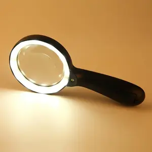 Handheld Magnifier, Portable Magnifying Glass, 10X Large Reading Magnifier with 12 LED Lights, Magnifying Glass for Elderly, Repair, Coin, Elderly Reading Magnifier, Hard Plastic