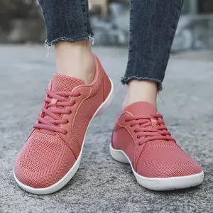 Women's Barefoot Style Slip On Sneakers with Wide Toe Box Zero Drop Sole Non Slip Lightweight Breathable Fabric Low Top Casual Trainers Perfect for Beach Outdoor Activities Walking Running