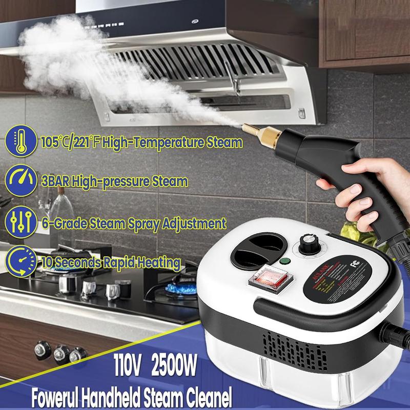 Lumina CleanMaster 2500W Handheld Multi-Function Steam Cleaner,Six Gear Adjustment,with 12 Replacement Parts,Portable Car Steam Cleaner,Suitable for Home and Car,Cleaning Washing Machines,Air Conditioners,Kitchen Grease,Car Detailing and Bathroom Cleaning