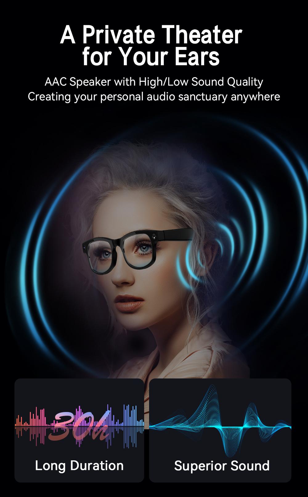 NEW Smart AI Glasses with 8MP Camera Video Recording Chatgpt 100+ Languages Real-Time Translation Bluetooth Call Music Play Replaceable Lenses Earphones for Travel Outdoor Adventures Cycling Wearable Devices