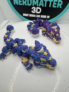 Birthday Dragon Flexi 3D Printed Toy, Cute Dessert Dragon Articulated Figure, Cupcake Dragon Fidget Toy, Gift for Kids & Fantasy Lovers