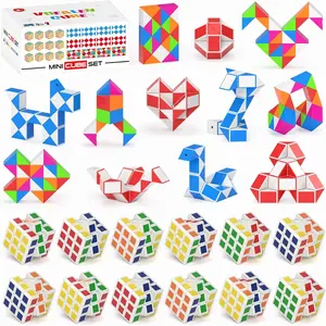 24 Pack Mini Cube&Fidget Snake Cube Puzzle Party Favors for Kids, School Rewards&Classroom Prize for Students, Goodie Bag Stocking Stuffers, Gift for Birthday Valentine Easter Christmas
