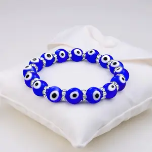 Mystique Evil Eye Beaded Bracelet Fashionable Jewelry for Women & Men Trendy All-match Exquisite Jewelry for Birthday Gift Blue Beads
