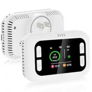 6-in-1 Portable Smart Air Detector with  Temperature Humidity Sensors Ready-to-Use Setup Crisp Digital Screen Plug-In Portable Device Fits Kitchens Workshops RVs Flats