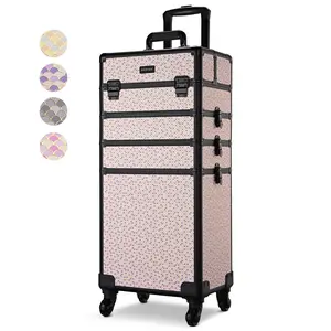 Byootique Art Deco Rolling Makeup Case Cosmetology Travel Case 4 in 1