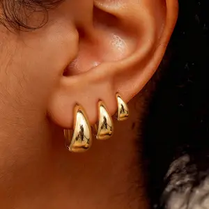 CASAIECA 3Pairs Hoop Earrings Set for Women 14K Gold Plated Chunky Earring Silver Plated Hypoallergenic Small Huggie Hoops Lightweight Tiny Thick Trendy Hoop Earrings Stacks for Multiple Piercing