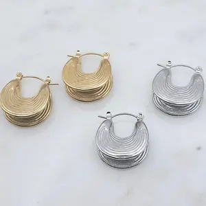 Mini Maze Hoops - Elegant Design with Curved Outline, Available in Two Colors: Gold and Silver